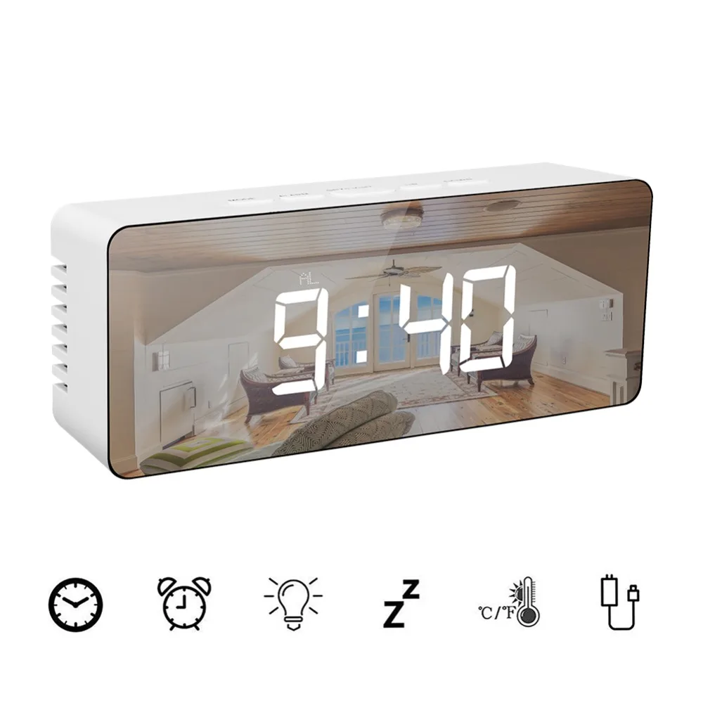 2 Patterns Multi-function Digital Mirror Electronic LED Alarm Clock Snooze Large Display Night Lights Desk Clocks Despertador
2 Patterns Multi-function Digital Mirror Electronic LED Alarm Clock Snooze Large Display Night Lights Desk Clocks Despertador