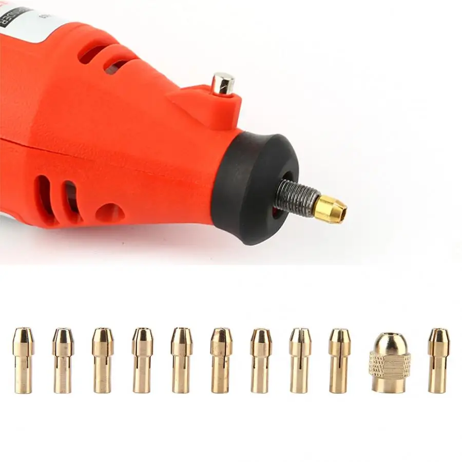 Woodworking 11pcs 4-jaw Copper Drill Chuck Collet Set for Mini Electric Grinder Rotate Tool 0.5-3.2mm Hand Tool Sets
Woodworking 11pcs 4-jaw Copper Drill Chuck Collet Set for Mini Electric Grinder Rotate Tool 0.5-3.2mm Hand Tool Sets