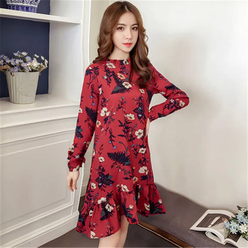 2019 New Spring Autumn Long-sleeved Large Size Chiffon Dress Female Loose A-line Floral Dress For Women Vestidos X459
2019 New Spring Autumn Long-sleeved Large Size Chiffon Dress Female Loose A-line Floral Dress For Women Vestidos X459