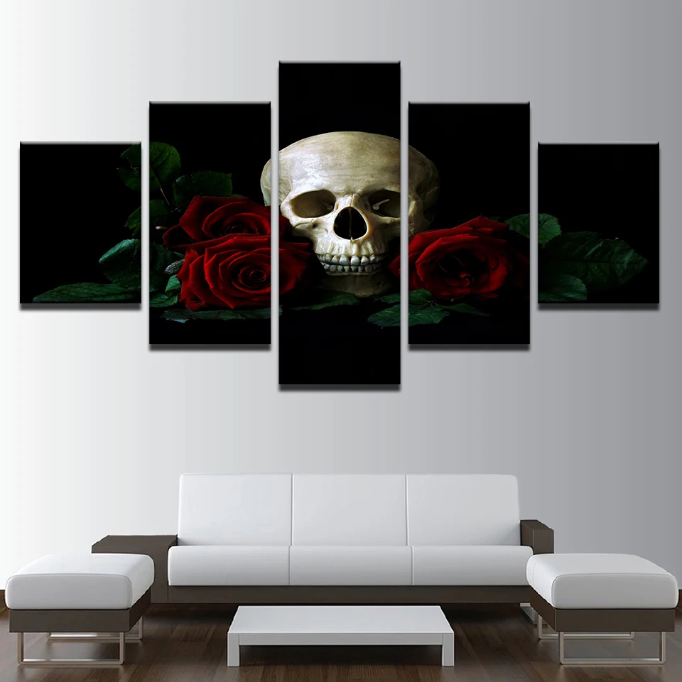 Modern Wall Art Canvas Prints Popular Modular 5 Panel Skull Rose Painting Decor Picture Cheap Framework Poster Kids Room
Modern Wall Art Canvas Prints Popular Modular 5 Panel Skull Rose Painting Decor Picture Cheap Framework Poster Kids Room