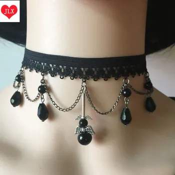 Harajuku Bohemian Black lace Water Drop Pendant Necklace Adjustable Neck Harness Elastic Goth Leg wedding garter Harness Belt
Harajuku Bohemian Black lace Water Drop Pendant Necklace Adjustable Neck Harness Elastic Goth Leg wedding garter Harness Belt