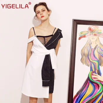 YIGELILA Fashion Women Black White Patchwork Dress Summer Sexy V-neck One Shoulder Empire Slim Knee Length Backless Dress 63989
YIGELILA Fashion Women Black White Patchwork Dress Summer Sexy V-neck One Shoulder Empire Slim Knee Length Backless Dress 63989