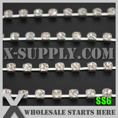 Single Row SS6 Regular Rhinestone D Cup Chain, Crystal Rhinestone in Silver Chain, X1166
Single Row SS6 Regular Rhinestone D Cup Chain, Crystal Rhinestone in Silver Chain, X1166