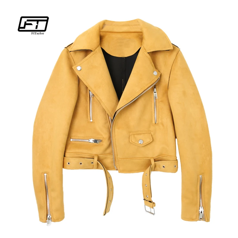 Fitaylor Motorcycle Leather Jacket Women Suede Faux Leather Jacket Yellow Black Pink Green Punk Outwear Biker Bomber Jacket
Fitaylor Motorcycle Leather Jacket Women Suede Faux Leather Jacket Yellow Black Pink Green Punk Outwear Biker Bomber Jacket