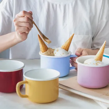 Japanese style simple porcelain enamel cup milk coffee tea cup children water mug 350ml home heating cup
Japanese style simple porcelain enamel cup milk coffee tea cup children water mug 350ml home heating cup
