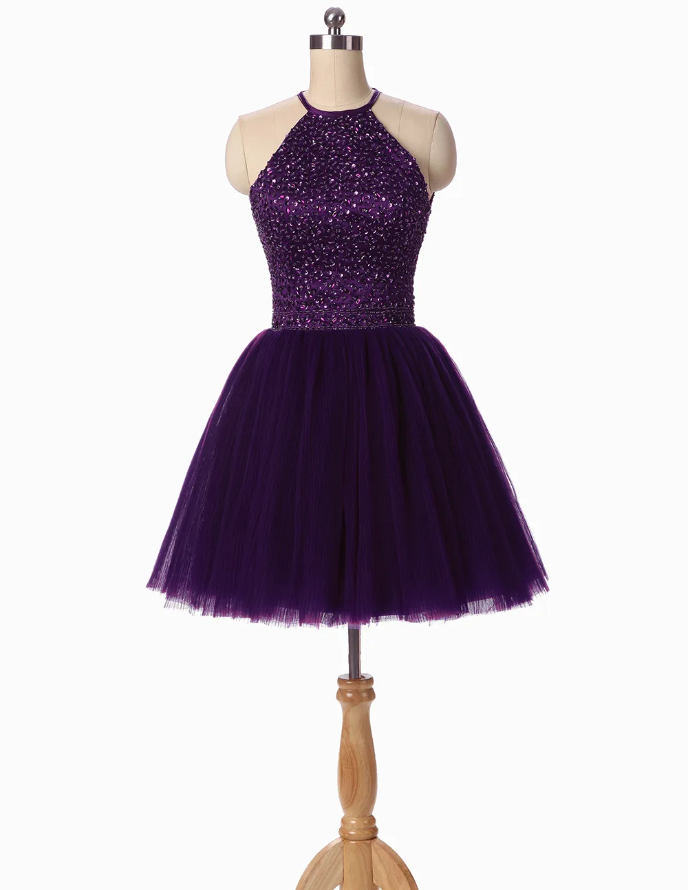 Real Image Beaded Open Back Short halter Short Prom Fashion vestido festa curto dark purple homecoming dresses
Real Image Beaded Open Back Short halter Short Prom Fashion vestido festa curto dark purple homecoming dresses