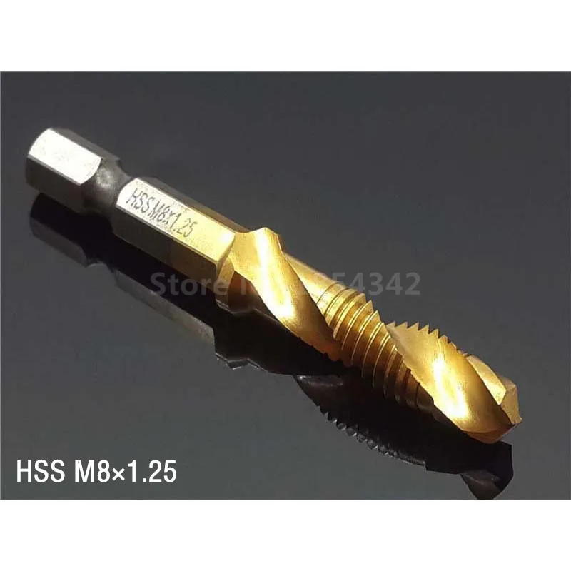 8MM HSS Hex Shank Spiral Tap Countersink Drill Reamer Titanium Soft Metal Tapping Chamfering Thread Tool Metric Size M8*1.25
8MM HSS Hex Shank Spiral Tap Countersink Drill Reamer Titanium Soft Metal Tapping Chamfering Thread Tool Metric Size M8*1.25