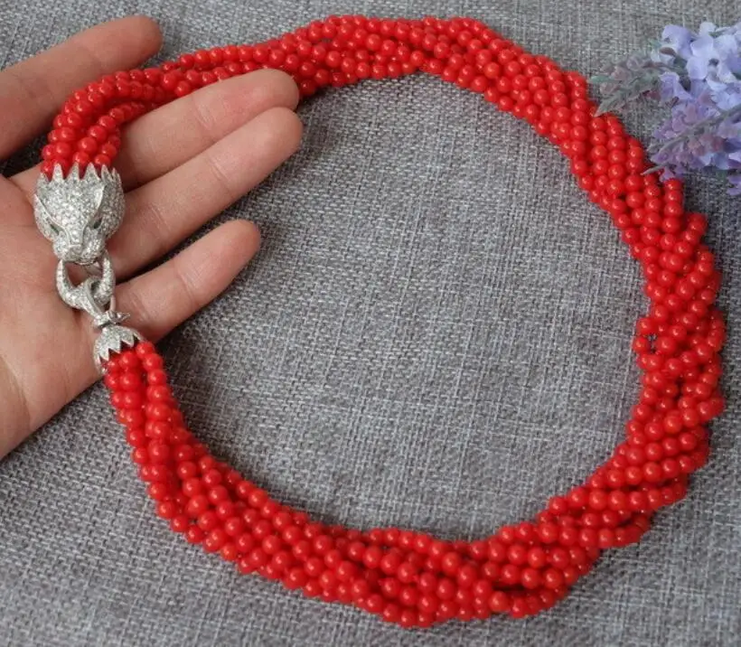 fashion 8strands Red Round Coral beads necklace with zircon leopard/cheetah clasp
fashion 8strands Red Round Coral beads necklace with zircon leopard/cheetah clasp