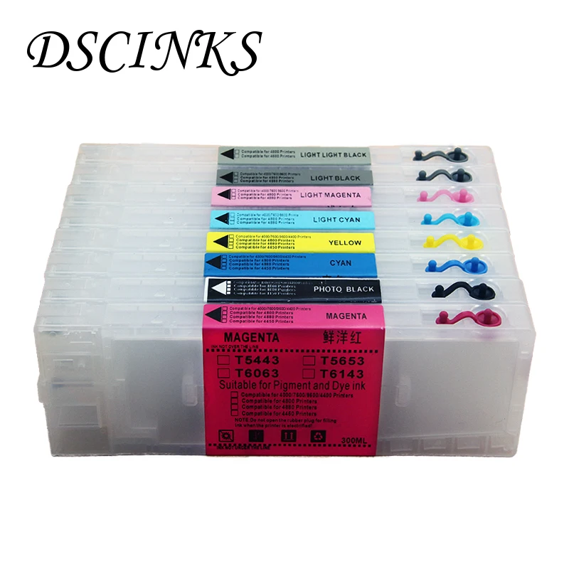 8 pieces/lot 300ml empty refill ink cartridge for Epson Stylus Pro 4800 4880 printer refillable cartridge with resetable chips
8 pieces/lot 300ml empty refill ink cartridge for Epson Stylus Pro 4800 4880 printer refillable cartridge with resetable chips