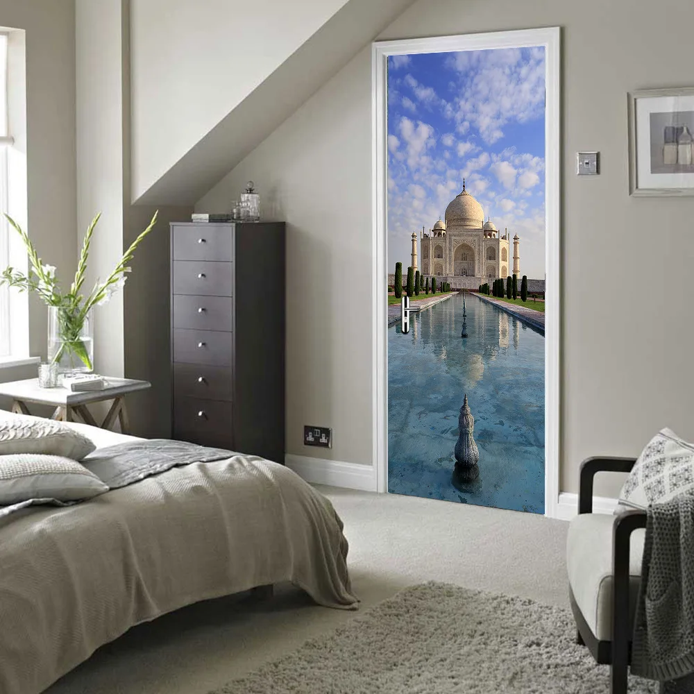 77x200cm Indian Taj Mahal Scenery Door Stickers For Bedroom Living Room 3D Vinyl Home Decor Decal Waterproof Adhesive Wallpaper
77x200cm Indian Taj Mahal Scenery Door Stickers For Bedroom Living Room 3D Vinyl Home Decor Decal Waterproof Adhesive Wallpaper