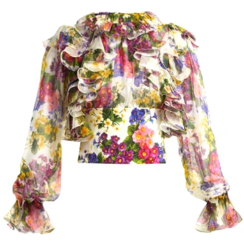 Fashionable Spring Runway Designer Long Sleeve Shirt Women Gorgeous Floral Ruffle Shirt Chiffon Shirt Summer Ladies Tops
Fashionable Spring Runway Designer Long Sleeve Shirt Women Gorgeous Floral Ruffle Shirt Chiffon Shirt Summer Ladies Tops