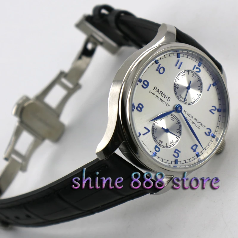 Parnis 43mm Power reserve White dial deployant clasp ST2542 Automatic movement Men's watch
Parnis 43mm Power reserve White dial deployant clasp ST2542 Automatic movement Men's watch