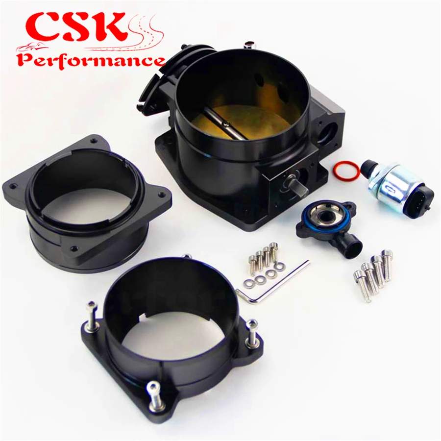 102mm 4" Throttle Body W/ TPS IAC+ MAF Adapter Ends Fits For Chevy LT1 LT4 LS1 BK