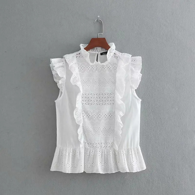 Fashion Women CC42-8703 European and American fashion wind spliced hollow embroidered blouse
Fashion Women CC42-8703 European and American fashion wind spliced hollow embroidered blouse