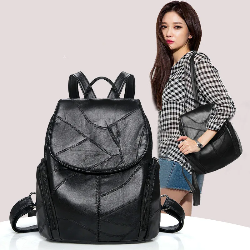 Genuine Leather Female Backpack Fashion Sheepskin Backpack Black Wild Solid Color School Bags Leisure Small Backpack For Women
Genuine Leather Female Backpack Fashion Sheepskin Backpack Black Wild Solid Color School Bags Leisure Small Backpack For Women