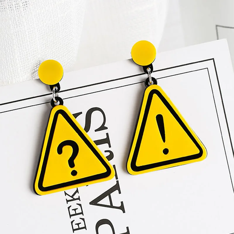 Korean Unique Acrylic Triangle Geometric Drop Earrings Question & Exclamation Mark Earring For Women Fashion Jewelry Wholesale
Korean Unique Acrylic Triangle Geometric Drop Earrings Question & Exclamation Mark Earring For Women Fashion Jewelry Wholesale