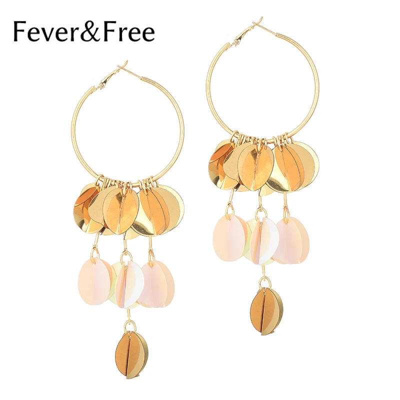 Fever&Free Fashion Jewelry 4 Colors long Hoop Earrings For Women Bohemian Gold Circle Sequins Tassel Earrings 2019 Accessories
Fever&Free Fashion Jewelry 4 Colors long Hoop Earrings For Women Bohemian Gold Circle Sequins Tassel Earrings 2019 Accessories
