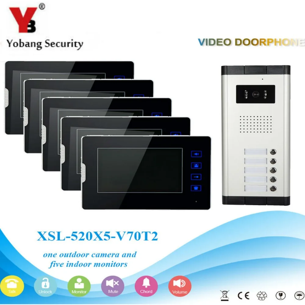 Yobang Security 5 Units Apartment 7'Inch Video Doorbell Door Phone Visual Speakerphone Intercom Camera Monitor Security System
Yobang Security 5 Units Apartment 7'Inch Video Doorbell Door Phone Visual Speakerphone Intercom Camera Monitor Security System