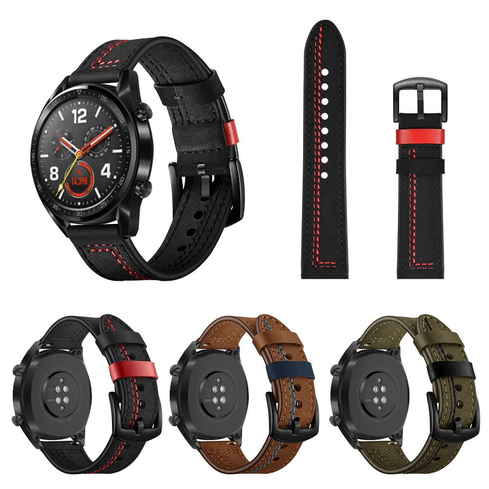 Men's 3 Colors Soft Leather Watch Band For HUAWEI GT Honor Magic 22mm Casual Sport Replacement Watchband Bracelet Wrist Strap | Наручные
