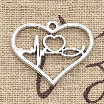 10pcs Charms Heart ECG Love 25x31mm Antique Silver Color Plated Pendants Making DIY Handmade Tibetan Silver Color Jewelry
10pcs Charms Heart ECG Love 25x31mm Antique Silver Color Plated Pendants Making DIY Handmade Tibetan Silver Color Jewelry