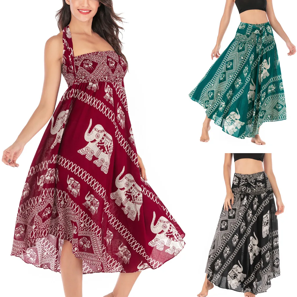 Two forms of the Skirt Convertible Women Long Hippie Bohemian Gypsy Boho Style Flowers Elastic Waist Floral Halter Swing Skirt
Two forms of the Skirt Convertible Women Long Hippie Bohemian Gypsy Boho Style Flowers Elastic Waist Floral Halter Swing Skirt
