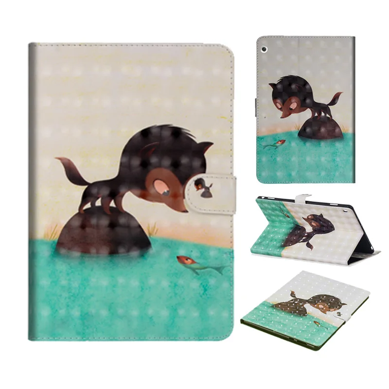 For Huawei MediaPad M3 Lite 10 10.1 inch Case BAH-W09 BAH-AL00 BAH-L09 Cover Funda 3D Pattern PU Leather Stand Shell Mediapad M3 lite (5)