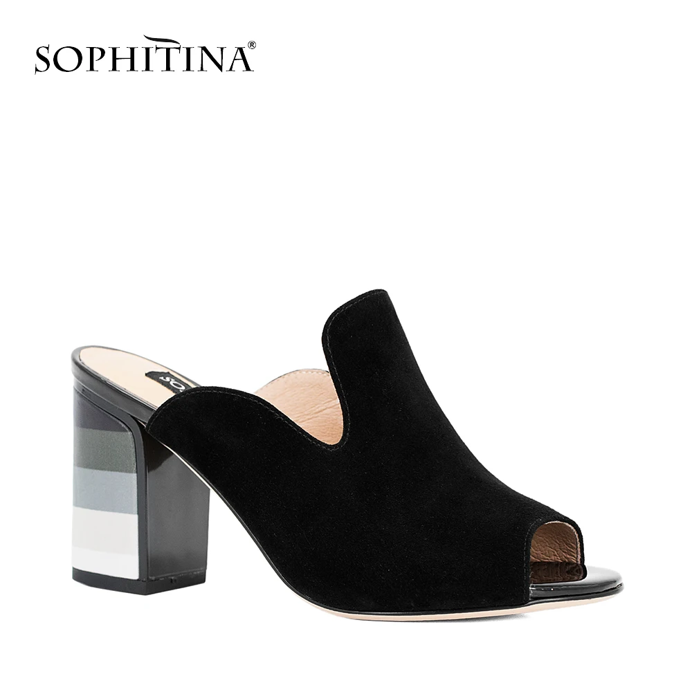 SOPHITINA Handmade Sandals Colorful High Square Heels Pumps Black Genuine leather Sexy lady Party Office Elegant Shoes Women S16
SOPHITINA Handmade Sandals Colorful High Square Heels Pumps Black Genuine leather Sexy lady Party Office Elegant Shoes Women S16