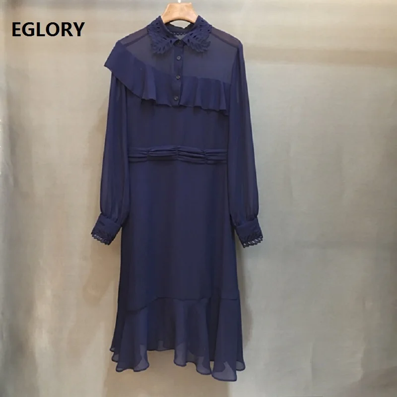 Top Quality Dress 2019 Spring Summer Fashion Party Elegant Dresses Women Turn-down Collar Ruffle Long Sleeve Blue Black Dress OL
Top Quality Dress 2019 Spring Summer Fashion Party Elegant Dresses Women Turn-down Collar Ruffle Long Sleeve Blue Black Dress OL