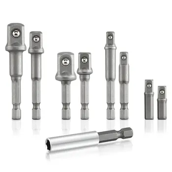 Hex Shank to Square Drive Socket Adapter Bit Bar Set, 9 Pieces | CR-V 1/4, 3/8, 1/2-inch Drive
Hex Shank to Square Drive Socket Adapter Bit Bar Set, 9 Pieces | CR-V 1/4, 3/8, 1/2-inch Drive