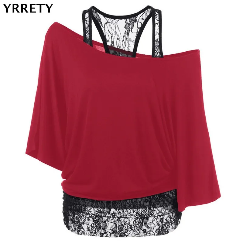 YRRETY 2019 Women's T Shirts Summer 2pcs Sets Loose Vest Lace Stitching Inclined Shoulder Bat Sleeve T-shirt Sexy S-5XL Tops
YRRETY 2019 Women's T Shirts Summer 2pcs Sets Loose Vest Lace Stitching Inclined Shoulder Bat Sleeve T-shirt Sexy S-5XL Tops