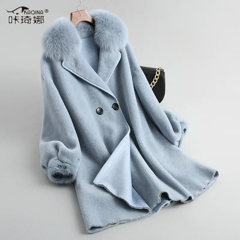 Real Fur Coat Female 100% Wool Coat Autumn Winter Jacket Women Fox Fur Collar Korean Suede Lining Jackets Chaqueta Mujer 18043MY
Real Fur Coat Female 100% Wool Coat Autumn Winter Jacket Women Fox Fur Collar Korean Suede Lining Jackets Chaqueta Mujer 18043MY