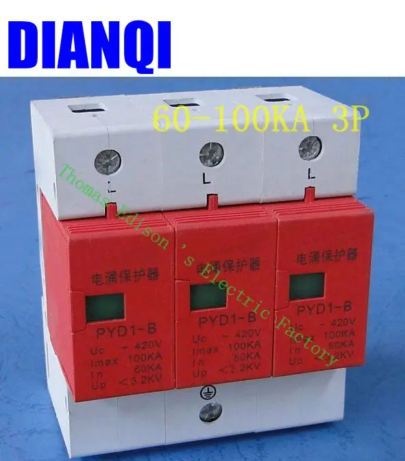 SPD 3P 60KA~100KA D ~420VAC Household Surge Protector Protective Low-voltage Arrester Device Surge Protective Device
SPD 3P 60KA~100KA D ~420VAC Household Surge Protector Protective Low-voltage Arrester Device Surge Protective Device