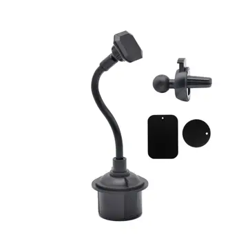 

2in1 Universal Adjustable Gooseneck Cup Holder Cradle Car Air Vent Phone Magnetic Mount Stand for iPhone Samsung Xiaomi Huawei