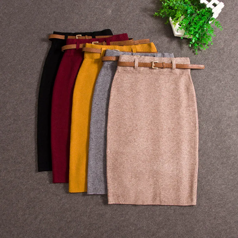2019 Fashion Skirts Autumn winter Casual Women High Waist Knee-length Knitted Pencil Skirt Elegant slim Long Skirts Black Skirt
2019 Fashion Skirts Autumn winter Casual Women High Waist Knee-length Knitted Pencil Skirt Elegant slim Long Skirts Black Skirt