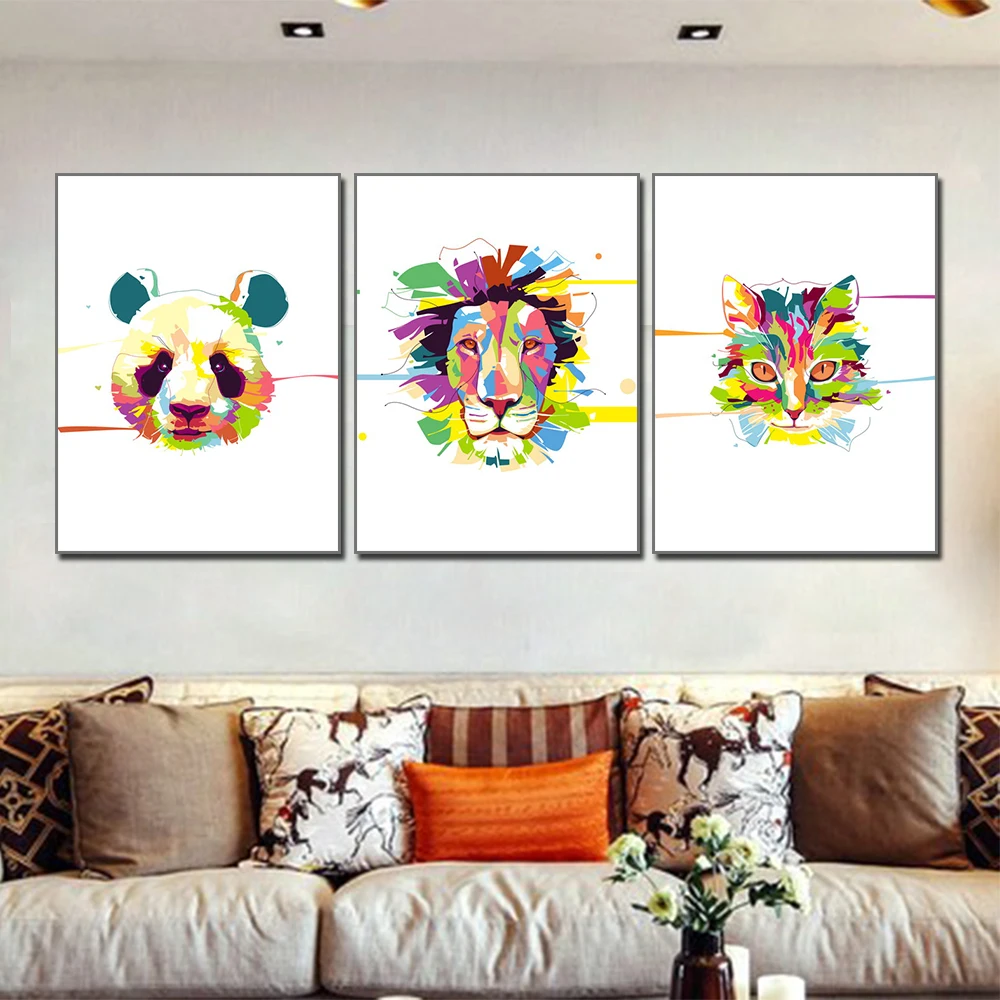 Canvas Painting Creative Animal Head Portrait Decorative Painting Color Lion Living Room Splattered Mural Posters And Prints
Canvas Painting Creative Animal Head Portrait Decorative Painting Color Lion Living Room Splattered Mural Posters And Prints