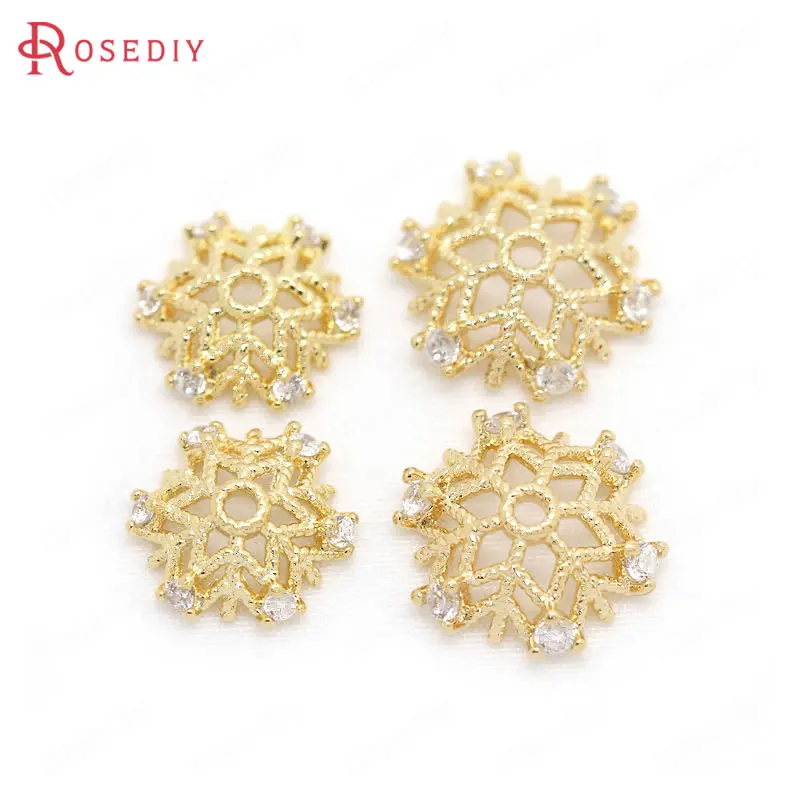6PCS 10MM 12MM hole 1MM Brass with Zircon 24K Gold Color Plated Snowflake Bead Caps Jewelry Findings Accessories
6PCS 10MM 12MM hole 1MM Brass with Zircon 24K Gold Color Plated Snowflake Bead Caps Jewelry Findings Accessories