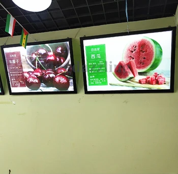 Black Slimline Magnetic Aluminum Frame LED Illuminated Menu Light Boxes A1 Size Wall Mounted for Take Away Restaurant
Black Slimline Magnetic Aluminum Frame LED Illuminated Menu Light Boxes A1 Size Wall Mounted for Take Away Restaurant