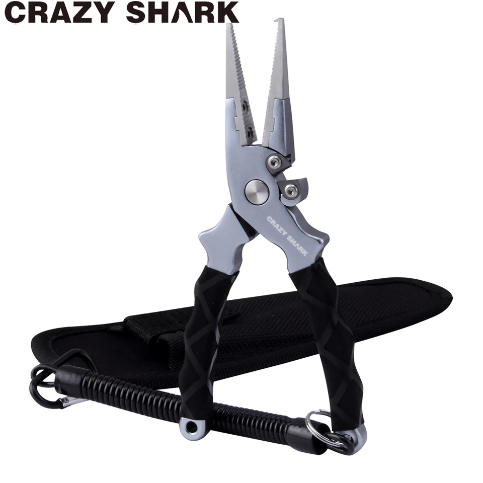 

CrazyShark Aluminium Fishing Pliers Split Ring Cutters Hook Remover Tungsten steel Line Cutting Tools Fishing Scissors 17cm