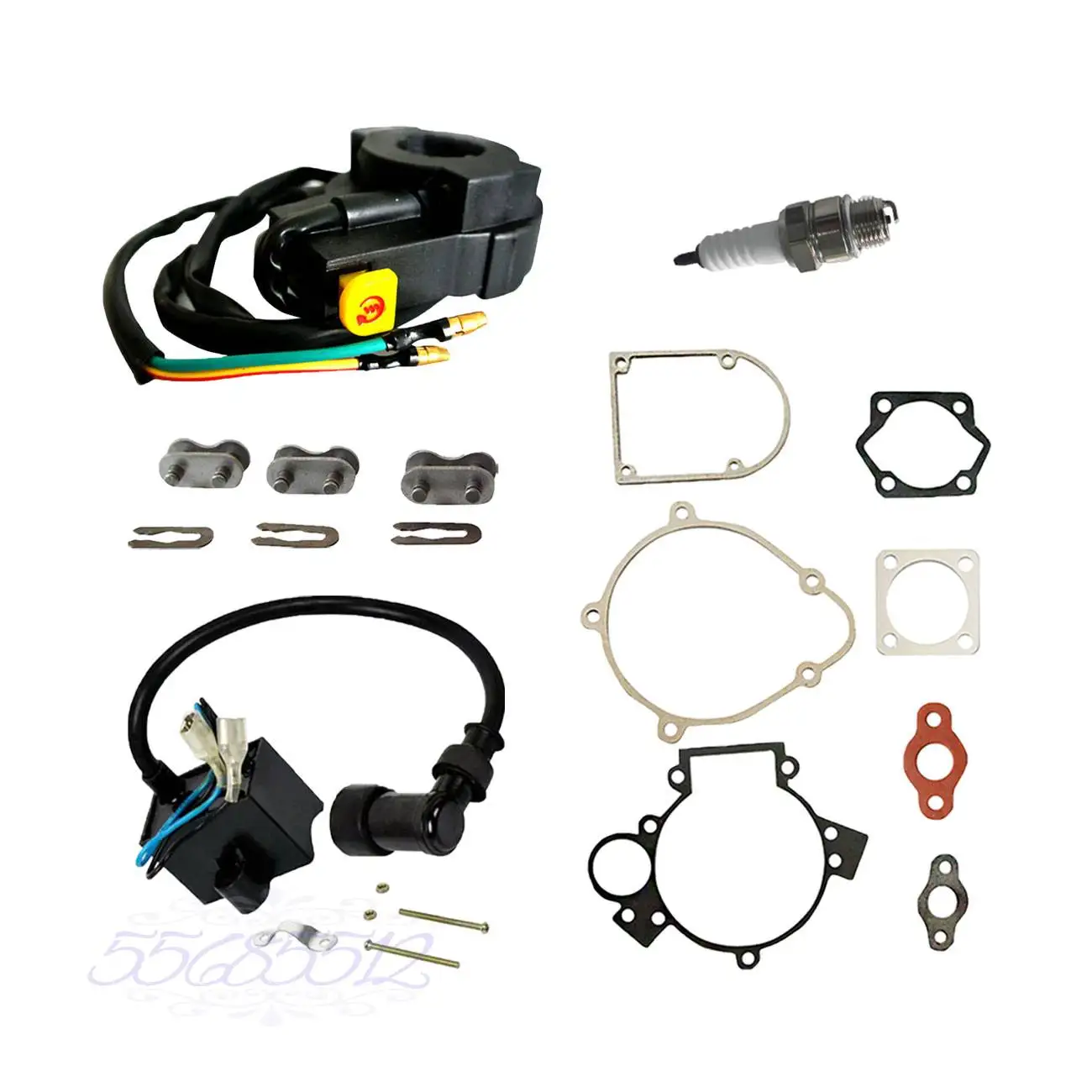 Coil Module&Spark Plug &Gasket Kit Fits 49cc 66cc 80cc 2 Stroke Motorized Bicycle Bike 
Coil Module&Spark Plug &Gasket Kit Fits 49cc 66cc 80cc 2 Stroke Motorized Bicycle Bike