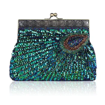 Vintage Women's Handbag Peacock Embroidery Paillette Day Clutch Metal Buckle Bags Different Colors Special For Party Dressing 
Vintage Women's Handbag Peacock Embroidery Paillette Day Clutch Metal Buckle Bags Different Colors Special For Party Dressing