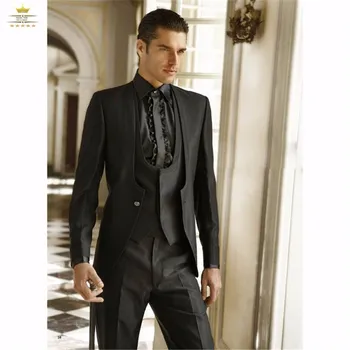 Custom Made Groomsmen Mandarin Lapel Groom Tuxedos Shiny Black Men Suits Wedding Best Man Blazer (Jacket+Pants+Vest+Tie)
Custom Made Groomsmen Mandarin Lapel Groom Tuxedos Shiny Black Men Suits Wedding Best Man Blazer (Jacket+Pants+Vest+Tie)