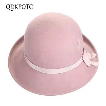 QDKPOTC 2018 High Quality Autumn Winter New Women Fedoras Fashion Embroidery Hat Cap Elegant Crimping Bucket 100%wool
QDKPOTC 2018 High Quality Autumn Winter New Women Fedoras Fashion Embroidery Hat Cap Elegant Crimping Bucket 100%wool
