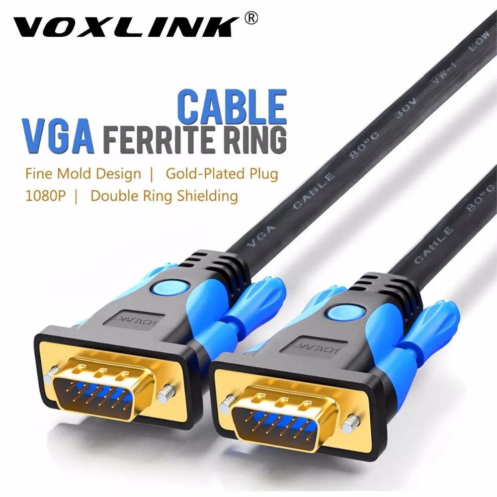 VOXLINK Premium VGA SVGA Cables 1M 1.8M 3M 5M Male to Male HD15 VGA cable Extension Video Cable With Ferrite Cores For Projector
VOXLINK Premium VGA SVGA Cables 1M 1.8M 3M 5M Male to Male HD15 VGA cable Extension Video Cable With Ferrite Cores For Projector