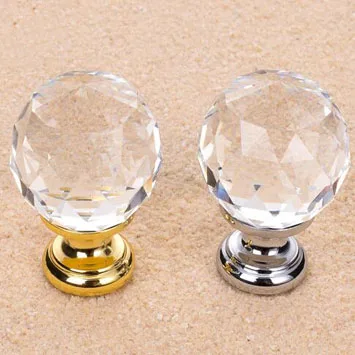 Image 5PCS 30mm Round Clear Crystal Sparkle Diamond Cabinet Knobs And Handles Dresser Drawer Handles Door Knob