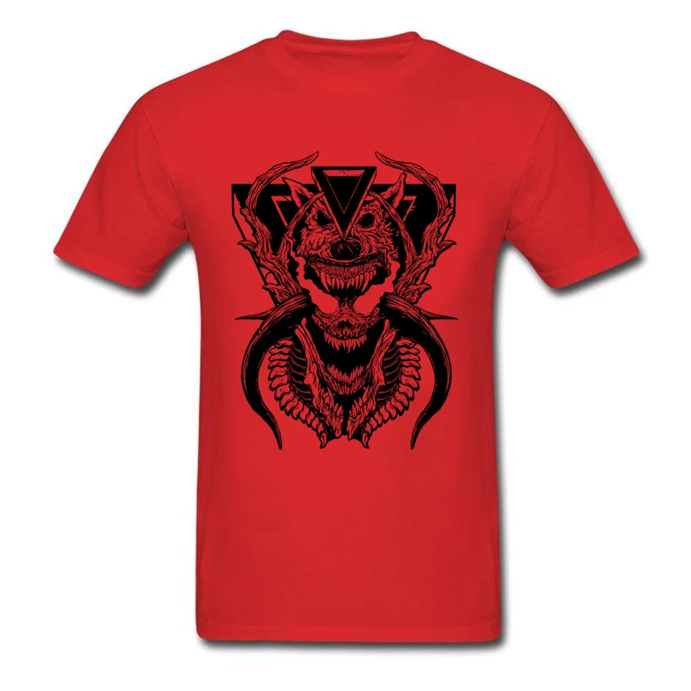 Demon Wolf Funny Labor Day 100% Cotton O Neck Man Tees Casual Clothing Shirt Prevailing Short Sleeve T-shirts Drop Shipping Demon Wolf red