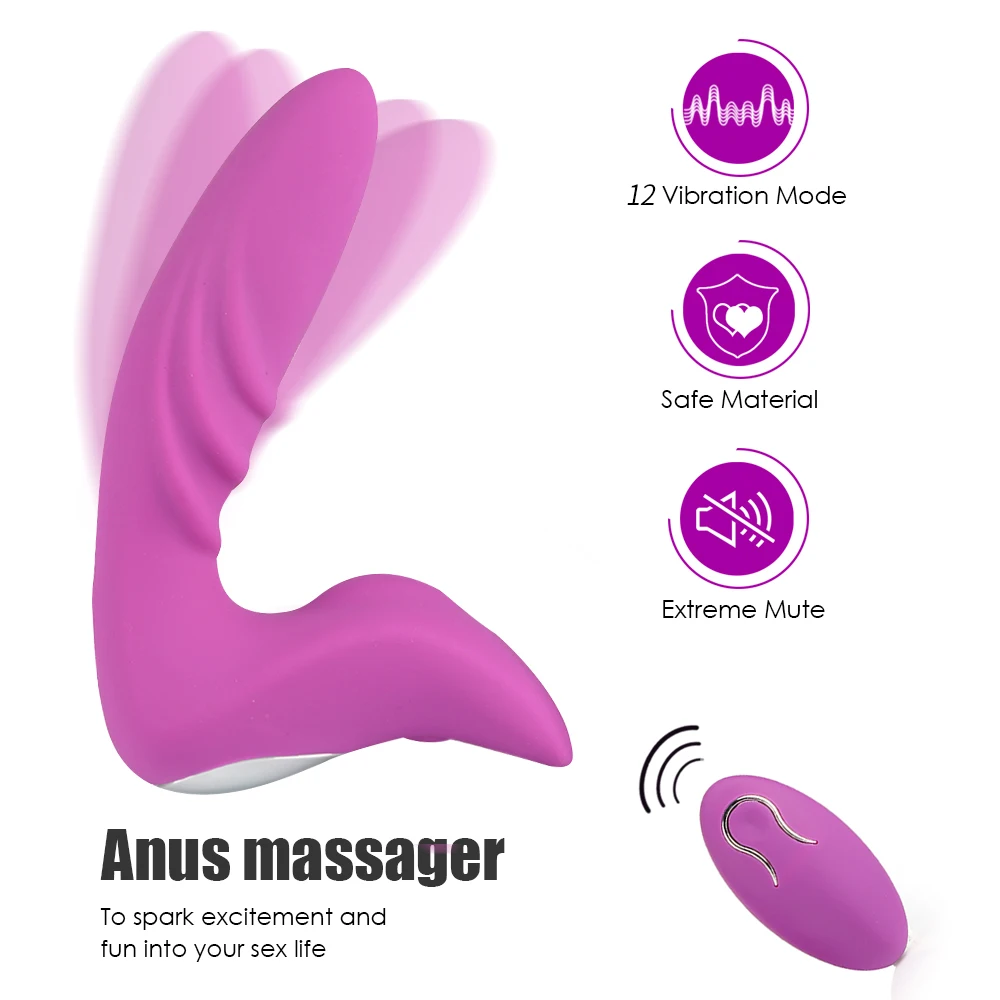 Silicone Remote Anal Vibrating Dildo Butt Plug Adult Sex Toys Anus Plug Sex Toys For Men 12 Speed Vibration Bullet Adult Product (3)