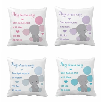 Custom Kids Cushion Cover Cute Blue Pink Elephant Pillow Cover Square Polyester Children Pillow Case Boy and Girl Birth Stats
Custom Kids Cushion Cover Cute Blue Pink Elephant Pillow Cover Square Polyester Children Pillow Case Boy and Girl Birth Stats
