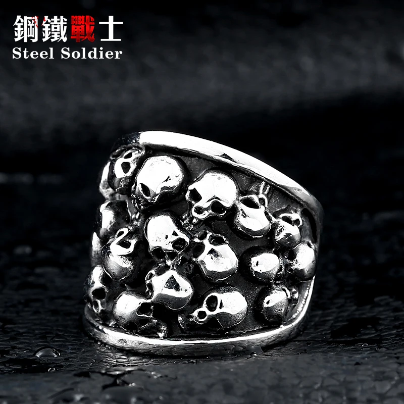 Steel soldier wholesale men punk skull stainless steel ring biker rock man personality hot sale for Europe gift jewelry
Steel soldier wholesale men punk skull stainless steel ring biker rock man personality hot sale for Europe gift jewelry