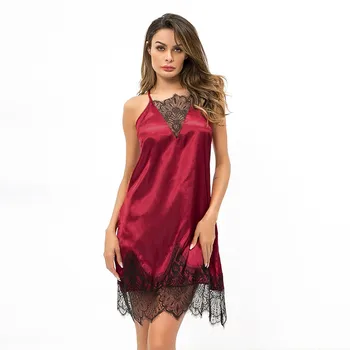 Women's Sexy Sleepwear Rose Red Criss-cross Backless Nightgown Satin Sleepwear Lingerie Lace Pyjamas New Sexy Nightwear 
Women's Sexy Sleepwear Rose Red Criss-cross Backless Nightgown Satin Sleepwear Lingerie Lace Pyjamas New Sexy Nightwear