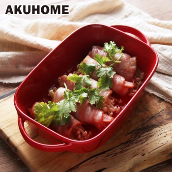 Creative Red Ceramics Plate Rectangular Ceramic Baking Tray Salad Dish AKUHOME
Creative Red Ceramics Plate Rectangular Ceramic Baking Tray Salad Dish AKUHOME